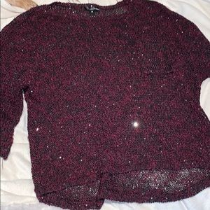 AQUA maroon and black knit sweater